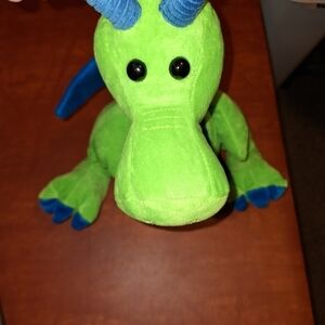 Plush Dragon Toy Green and Blue 17 Inches Tall